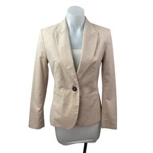 Zara Women's Beige Notch Collar Long Sleeve Single Breasted Blazer Coat Jacket 2
